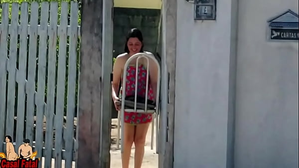 Nudist housewife on the street and front yard