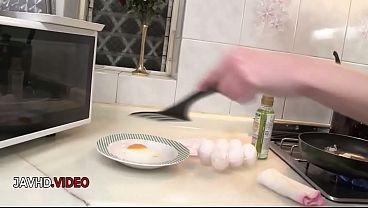 Horny Housewife Gives Expert Japanese Blowjob in Kitchen 8 min