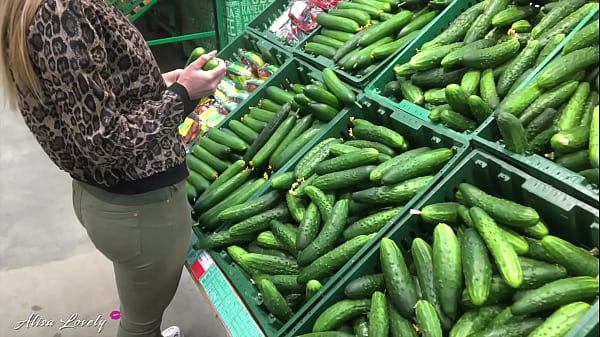 Download Video - Lustful Beauty Goes to the Store and Picks the Biggest Cucumber to Fuck Her Tender Pussy With - Amateur Couple Fetish Games POV