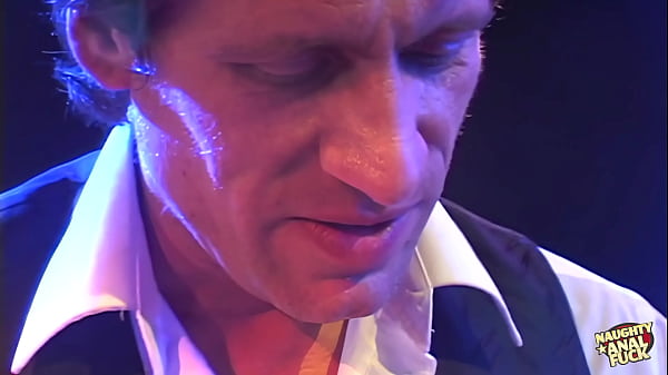 Massage in a smokey room between an old masseur and supple young blonde is missionary.