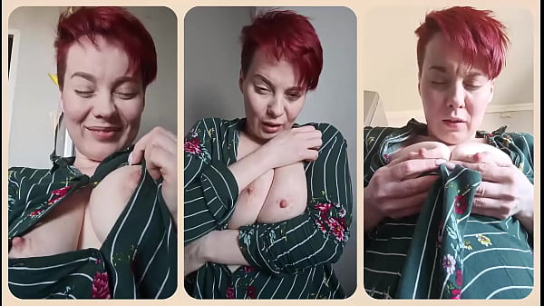 Mature milf plays with her nipples and big tits
