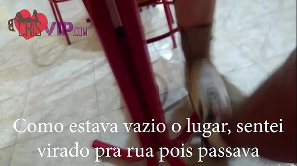 Cristina Almeida's husband recording her showing herself in an cream parlor