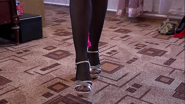 Download Video - Foot fetish with different pantyhose and stockings and high heels&period; The brunette boasts of her legs and beautiful ass and hairy pussy&period; Homemade&period;