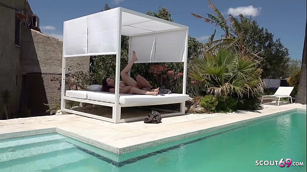 Holiday Pool Sex for German Redhead PAWG Teen Melina May by old Guy