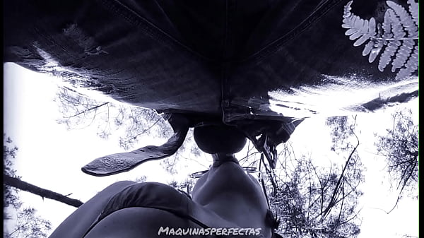 Outdoor sloppy blowjob from below - Public deepthroat with cum and drool | Amateur