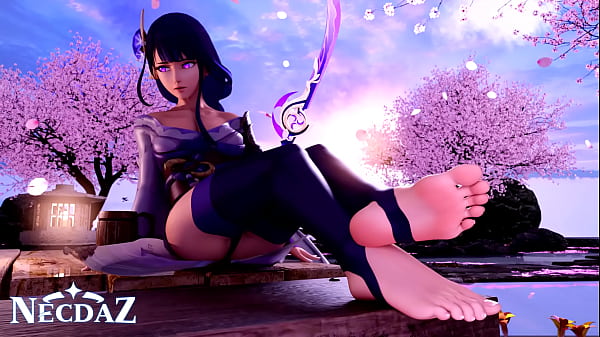Raiden Shogun shows her feet soles (3D Animation)