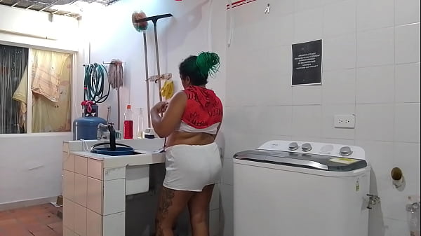 the new neighbor is very rich I love how she moves her huge buttocks while washing her clothes in the laundry room