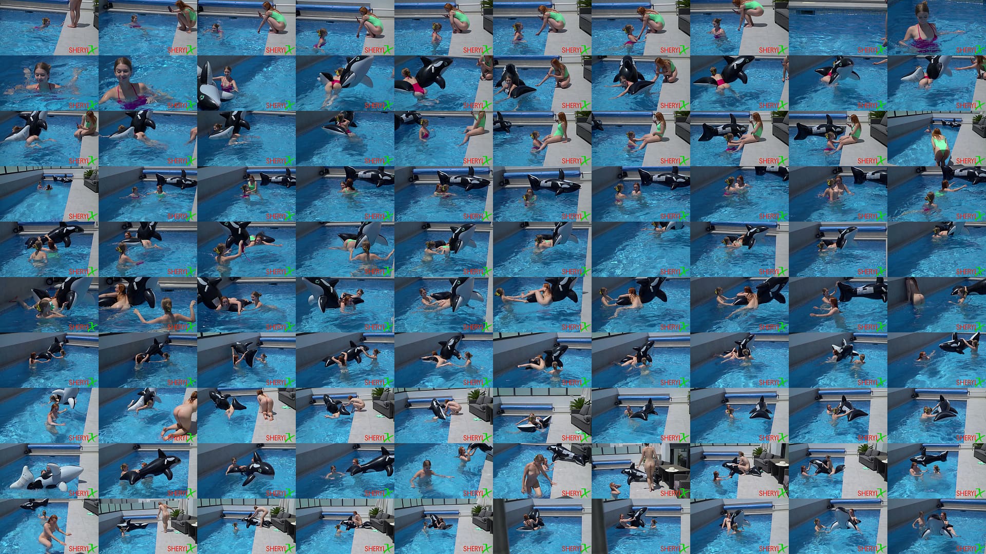 Two girls are having fun in the pool. 预览图