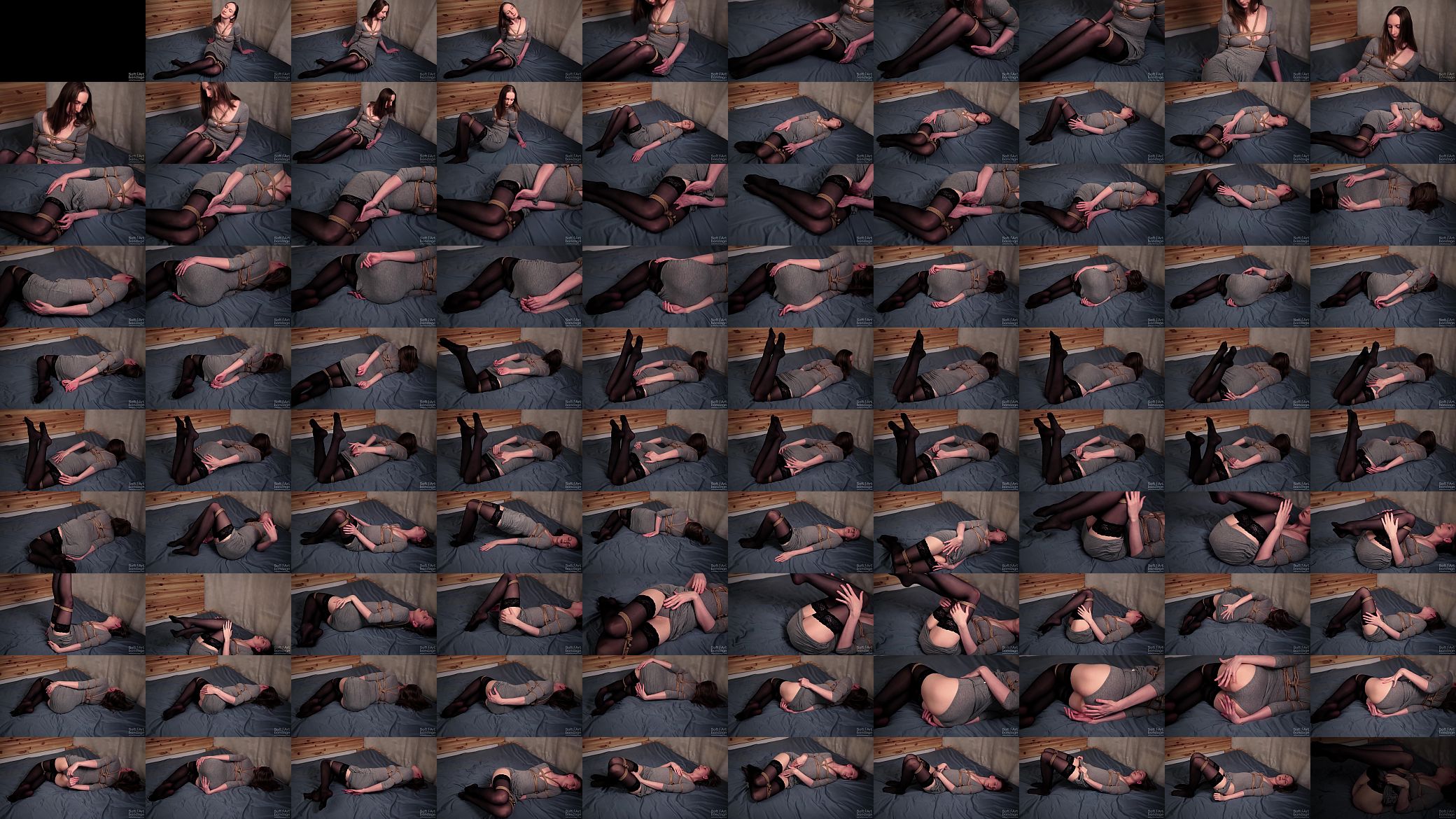 Jute bondage hard tied chest in grey body with skirt and stockings 预览图
