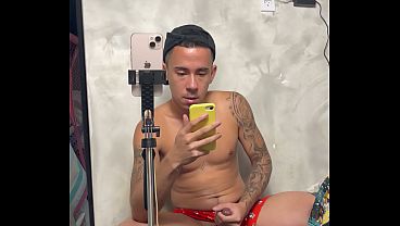 Trying on the new pajamas and my dick got hard.