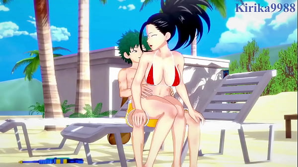 Momo Yaoyorozu and Kyoka Jiro and Izuku Midoriya intense sex. - My Hero Academia Hentai