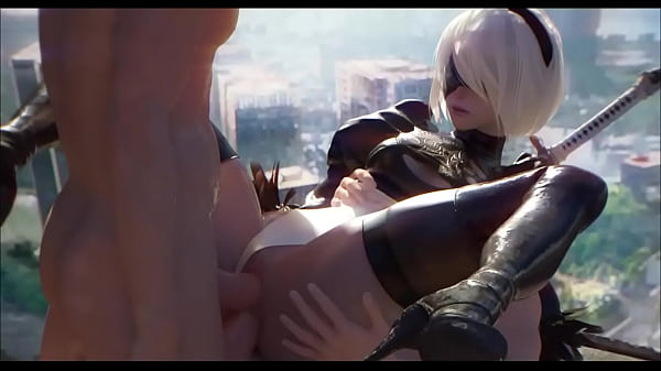 Nier Automata 2B fucked in two two holes