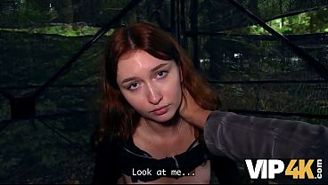 VIP4K. A Young Red-Haired Beauty Cheats on Her Boyfriend In front of Him