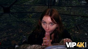VIP4K. A Young Red-Haired Beauty Cheats on Her Boyfriend In front of Him