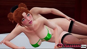 Hot Big Tits Redhead Samantha Simpson in 3D Animation - Side Pose Sex for Wet Pussy, Standing Pose Sex with Loud Moans and Lifted Tied-Up Creampie