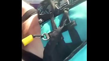 Young slut left her husband on the beach and had sex with the instructor on the jet ski.