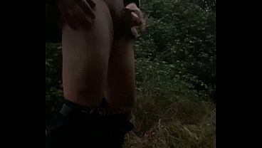 Masturbation on woodland hot cumshot