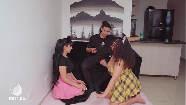 2 submissive furries do everything to please their master - Diana Márquez and Min Galilea