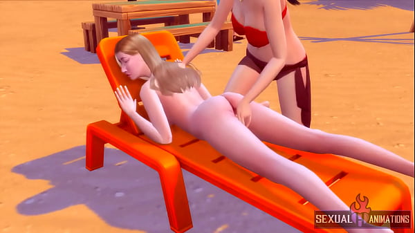 My Girlfriend Has No Shame. Lesbian Sex on the Beach - Sexual Hot Animations