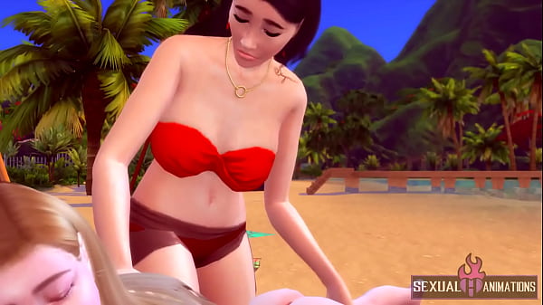 My Girlfriend Has No Shame. Lesbian Sex on the Beach - Sexual Hot Animations