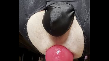 Mature anal slut works on stretching his hungry whore ass with two monster butt plugs