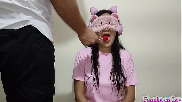 Pervert Cheats on his Niece in Law With a Lollipop - My relative in law covers my Eyes and puts something very Big in my Mouth asking me to Suck it