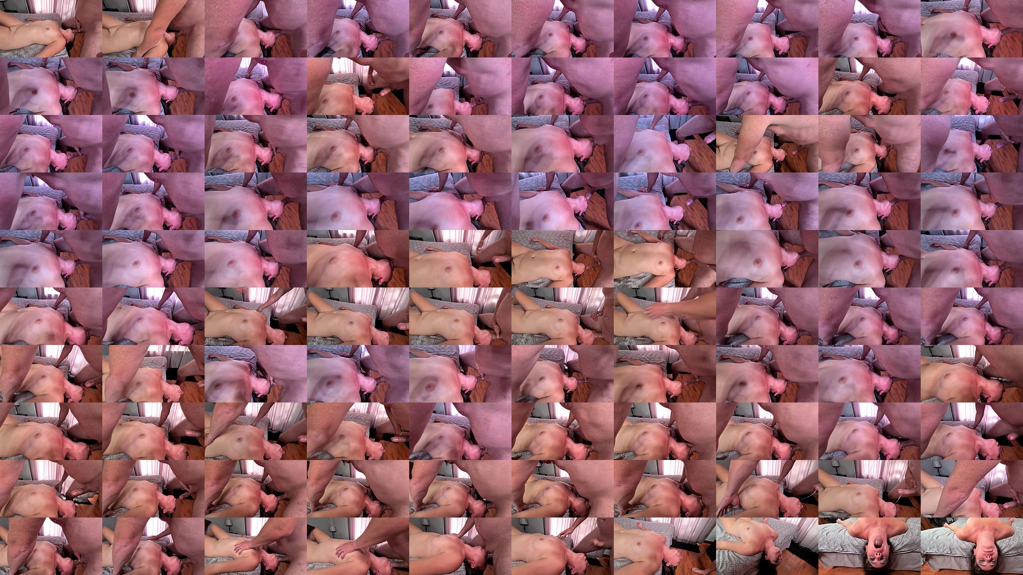 Chubby piece of meat gets her throat roughly fucked while lying upside down 预览图