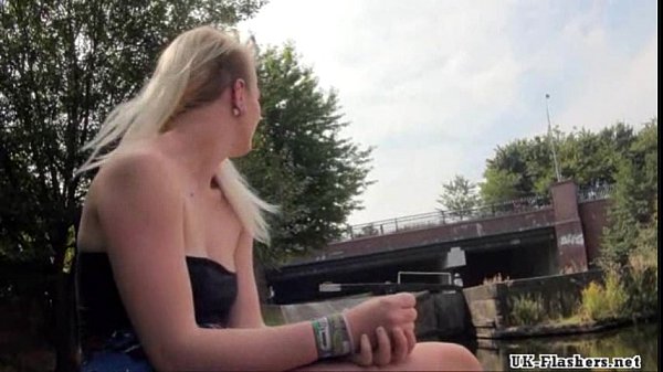 Blonde teen Carly Rae in public nudity and rude exhibitionist outdoor masturbati