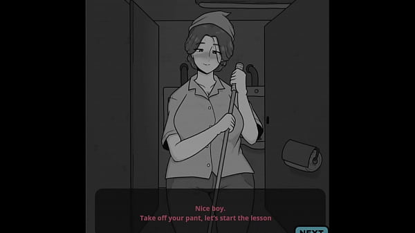 Hot CHEATING Milf Janitor teaches shy boy how to have sex in the public washroom