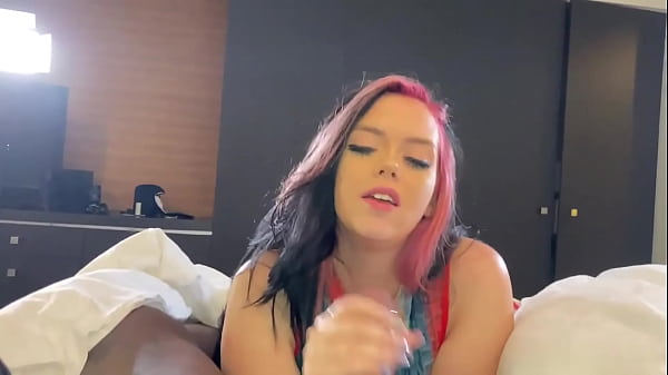 White Slut Ryan Smiles Jacks and Sucks Monster Black Dick Until It Cums All Over Her Face