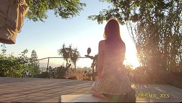 Ginger Bunny Caught Sunset Fucking and Deepthroat On Patio