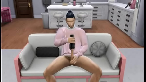 asian twink jerks off on couch