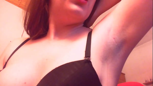 Student shows you her shaved armpits and her hairy pussy