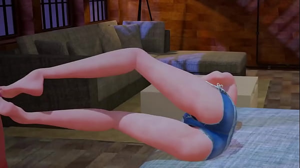 Hentai Girl with Blue hair gives blowjob, foot job and take is up the ass
