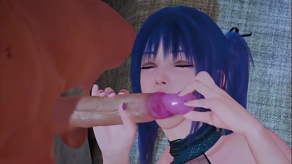 Hentai Girl with Blue hair gives blowjob, foot job and take is up the ass