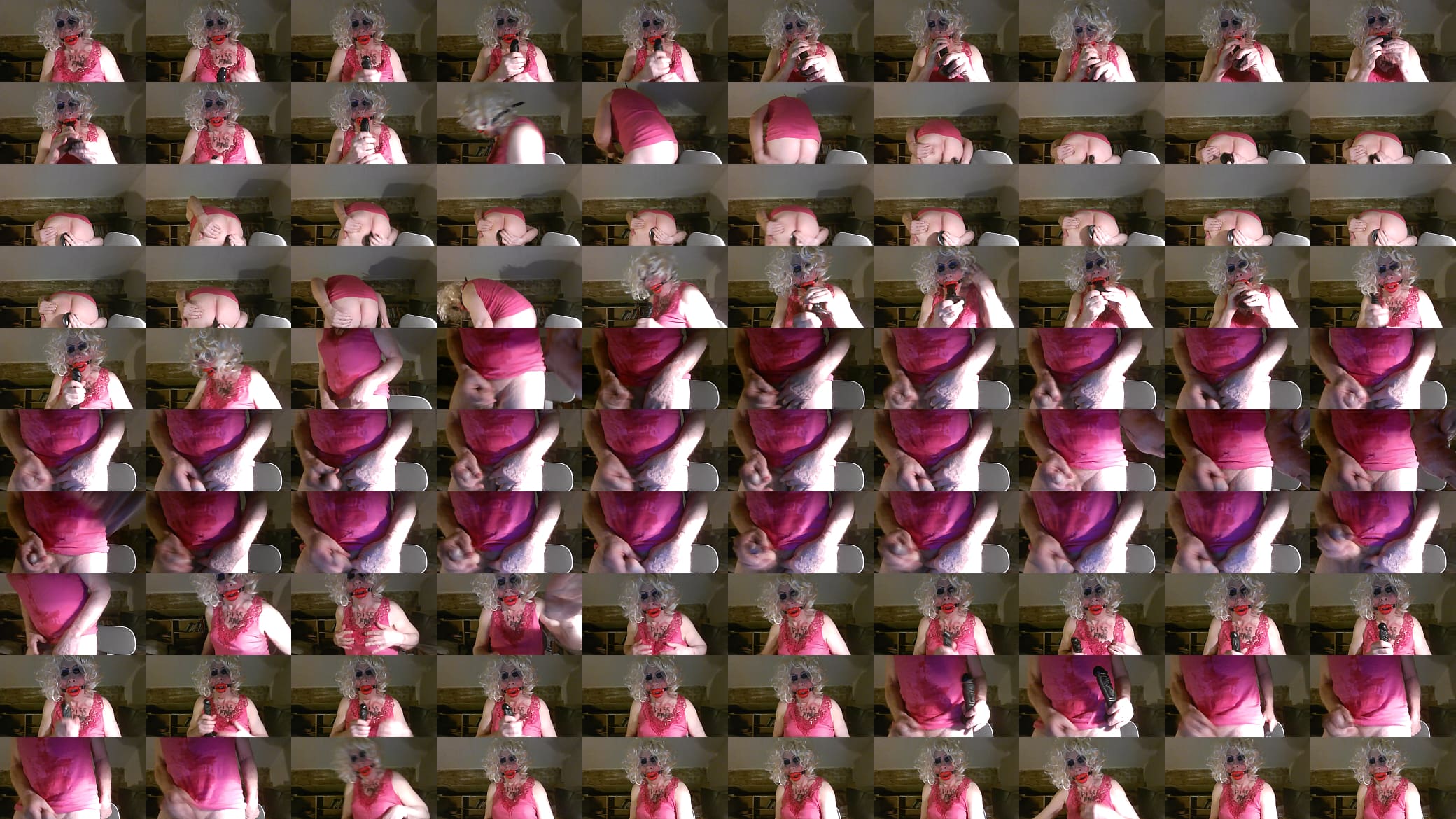 Gagged, Piss Soaked Fag, Sarah Millward, wanks clitty, inserts big, black, cock into her fanny, also known as her arsehole! BDSM humiliation. 预览图
