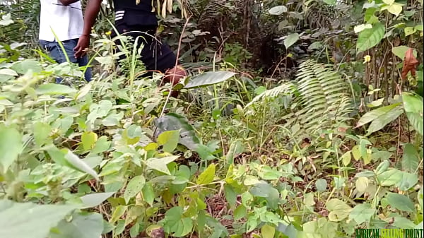 Fucking in the bush with a black fat pussy
