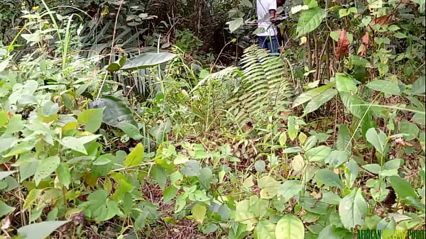 Fucking in the bush with a black fat pussy