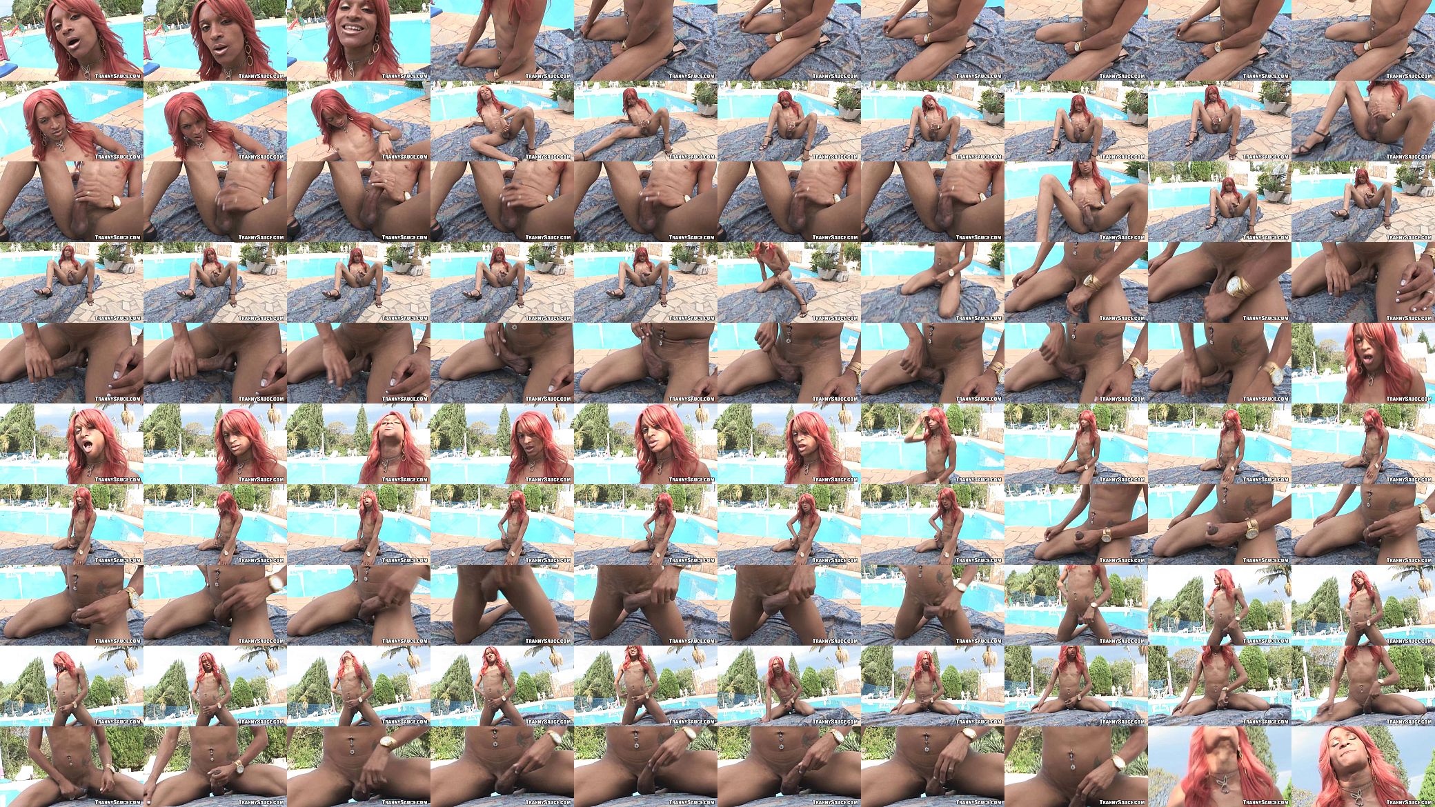 Sexy ebony shemale honey tugging on her hard cock 预览图