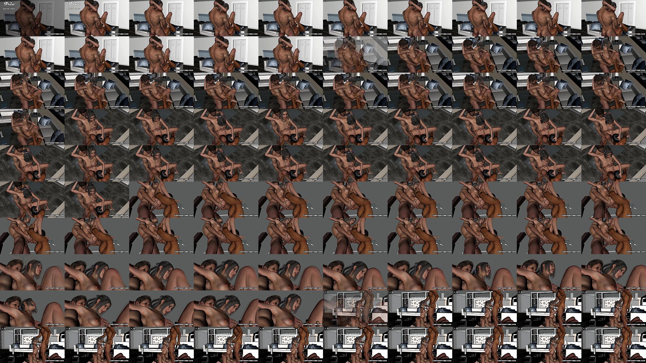 Foxy 3D cartoon babe getting a hot double teaming 预览图
