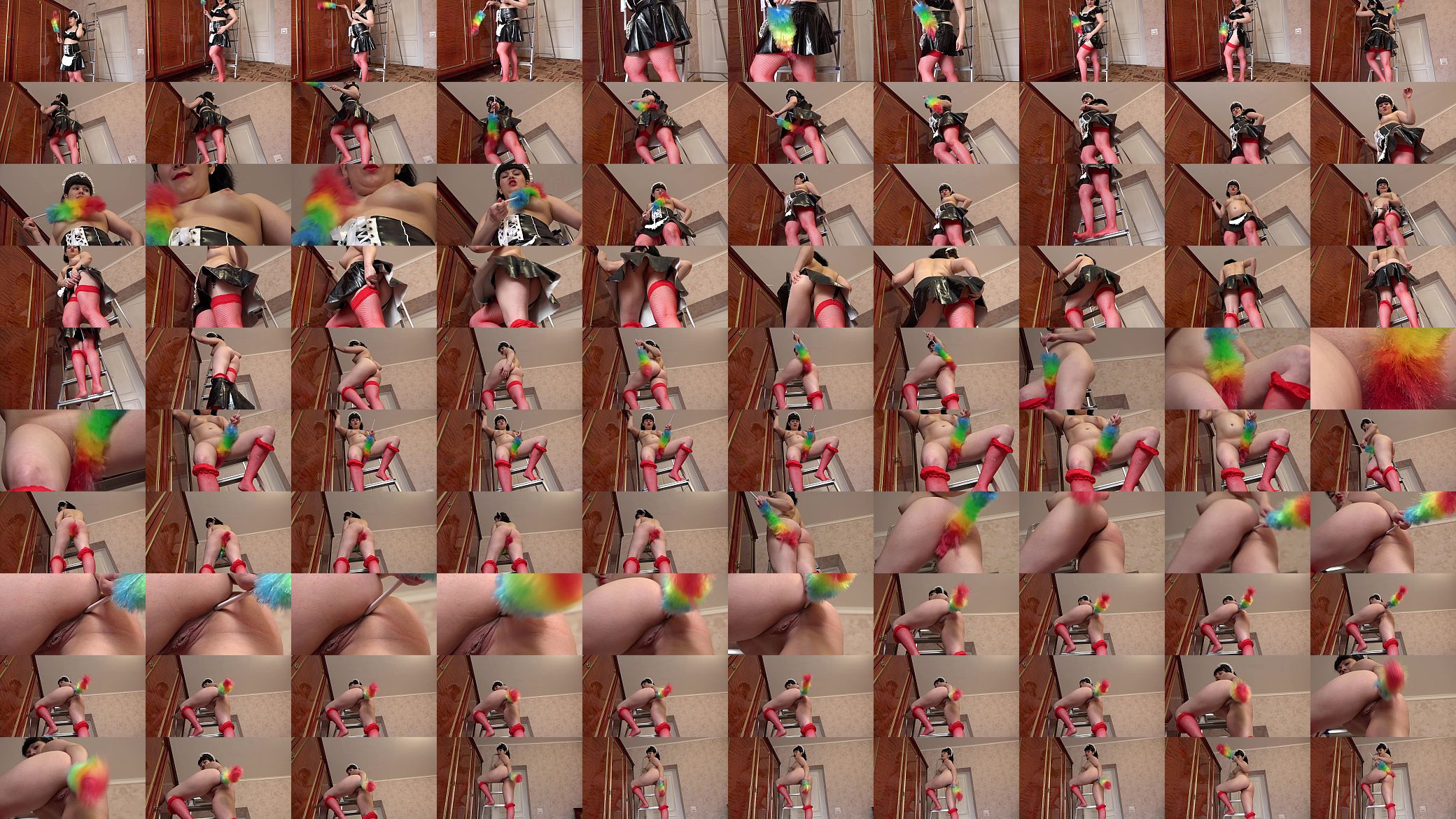 Lustful governess with a juicy butt instead of cleaning fucks anal, undressing and masturbation. 预览图