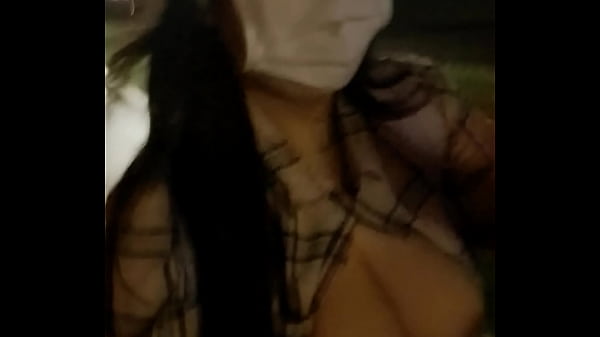 Walking along with the river - expose my tits and talk to you
