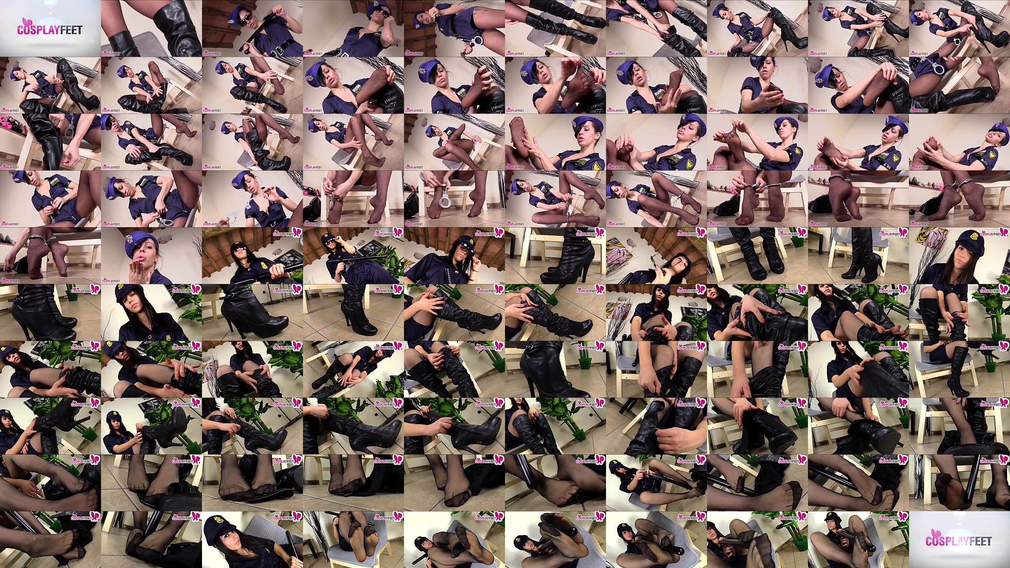Sexy cops takes boots off and shows feet in pantyhose 预览图