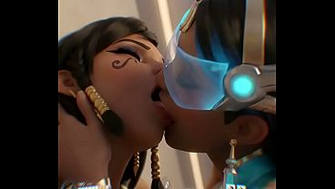 Pharah x Symmetra lesbian kissing (Overwatch/AI generated)