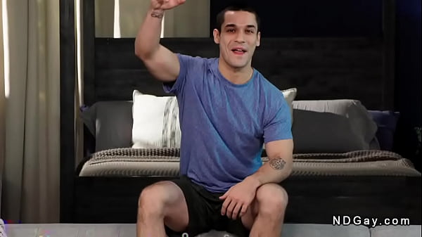 After work out handsome gays anal fuck on the sofa