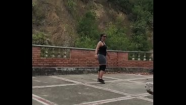 I find a stranger exercising and convince her to make videos