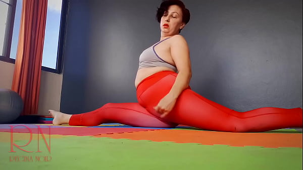 Sexy Yoga Girl in Red Leotard – Flexible Gym Teasing by Regina Noir. c1 125