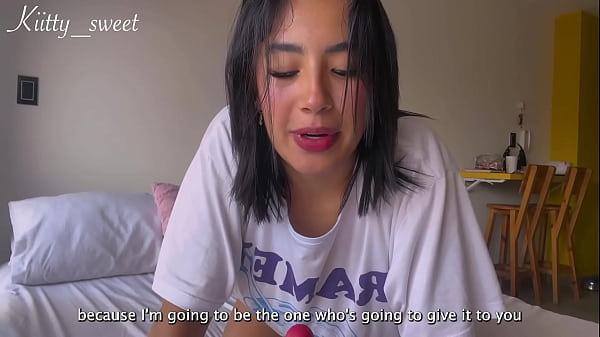 Apolonia's BLOWJOB joi. Horny brunette sucking a big plastic cock