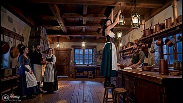 Tavern Girl Gives the Quest Hero His Reward (AI generated)
