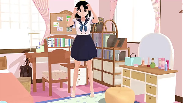【Mia】 Anime school girl gravure in her rooms.【A sailor school uniform】